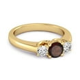 thumbnail image 2 of Three Stone 0.10 Ctw Garnet 925 Sterling Silver Yellow Plated Engagement Women Mother's Day Gift Ring, 2 of 3