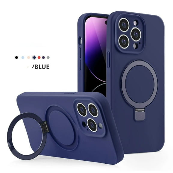 Dteck for Apple iPhone 12 Pro Silicone Case, Magnetic Stand Compatible with Mag Safe Accessory Military Drop Protection Slim Shockproof Protective Phone Cover, navyblue