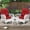 Red Cushions, variant on MEETWARM 3 Pieces Patio Conversation Set, Rattan Outdoor Rocking Patio Bistro Set with 2 Rockers and 1 Side Table with 4" Thick Cushions, Outdoor Furniture Set for Porch Backyard, White Wicker/Beige