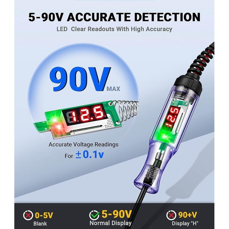 WIGACH Automotive Test Light, 5-90V Digital LED Circuit Tester photo 2