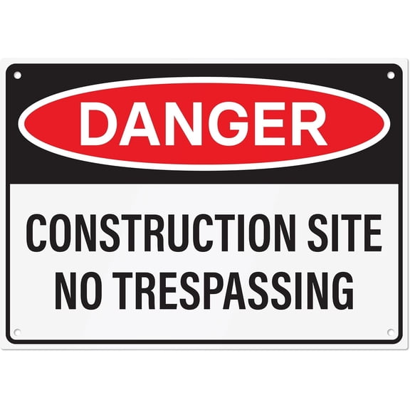 Danger Construction Site Sign 14x10 Inch, Aluminum Sign for Construction Site, Hazard Areas, No Trespassing, Aluminum Signs with Mounting Holes