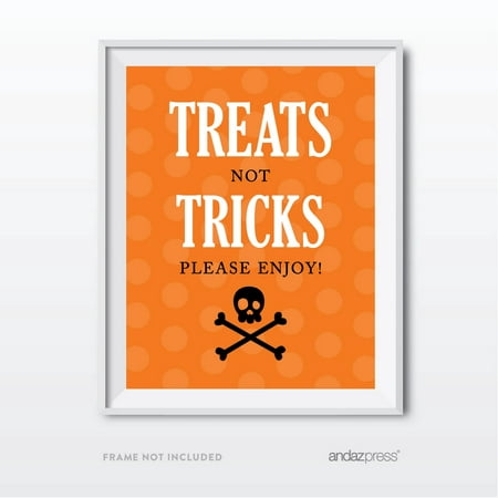 Treats & Tricks Black & Orange Classic Halloween Party Signs