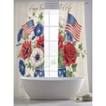 thumbnail image 5 of Happy Independence Day Sheer Curtains 2 Panels Set U. S. Flag Flowers White Five-Pointed Stars Sheer Window Curtains Light Filtering Rod Pocket Voile Drapes for Bedroom Living Room 52"X84", 5 of 9