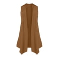 thumbnail image 5 of IROINNID Cardigan for Women Sleeveless Front Open Pleated Sleeveless Cardigan Asymmetric Hem Lightweight Basic Casual Cardigans,Coffee, 5 of 5