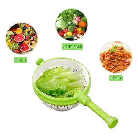 Salad Spinner, Collapsible Salad Spinner and Colander 2-in-1, 3Qt -Space Saving Kitchen Gadgets for Greens, Fruits, Vegetables, Easy Store Dishwasher Safe (White & Green)