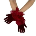 thumbnail image 2 of SYMOID Womens Wine Velvet Gloves with Chiffon Ruffles - Free Size Finger-Separated, Vintage Elegant for Christmas Holiday Evening Events,Size Free Size, 2 of 4