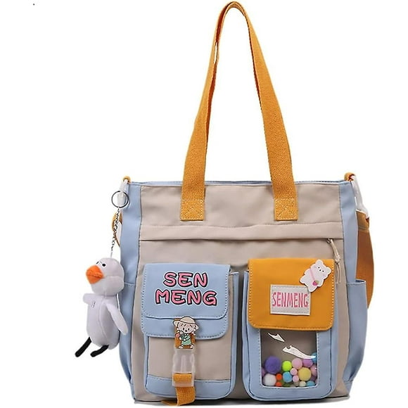 Kawaii School Backpack Japanese Tote Bag With Zipper For Teen Girls Kawaii Stuff Aesthetic School Supplies