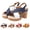 Blue, variant on Ladies' Non‑slip Lug Sole Chunky Heel Sandals, Color Block Faux Leather Adjustable Strap Platform Shoes for Long‑time Standing Black 35