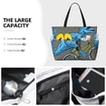 thumbnail image 3 of KLL Fun Riding Dinosaur Print Large Beach Tote Bag Women Waterproof Sandproof Zipper Beach Tote Bag for Pool Gym Grocery Travel with Wet Pocket, 3 of 7