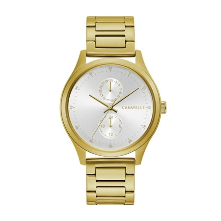 CARAVELLE Designed by Bulova - Caravelle Men's Gold Tone Watch, Silver ...