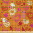 thumbnail image 2 of Ambesonne Valentine Fabric by the Yard Microfiber, Hearts Splashes Stripes, 3 Yards, Orange Hot Pink and Rose, 2 of 2
