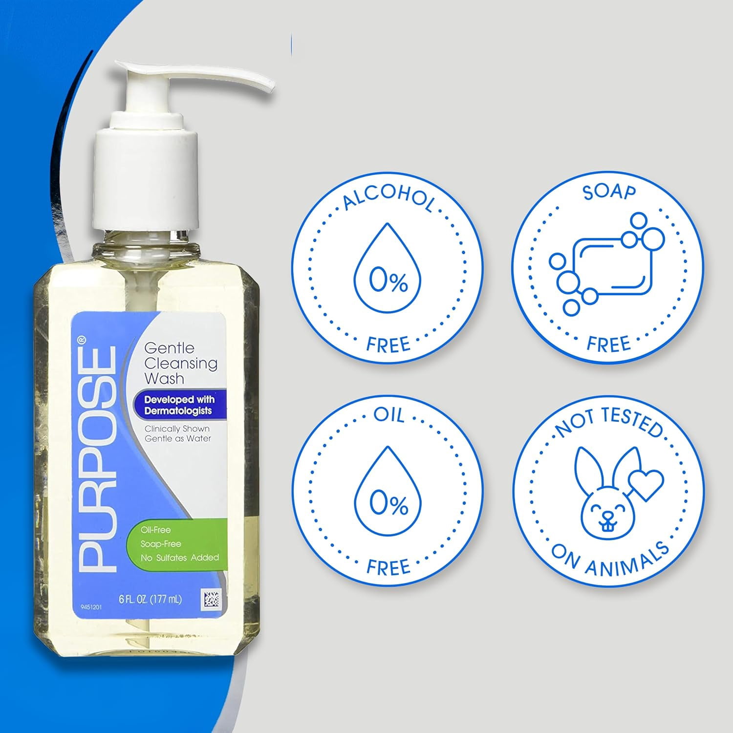 Purpose Gentle Cleansing Face Wash Cleanser, 12 fl oz