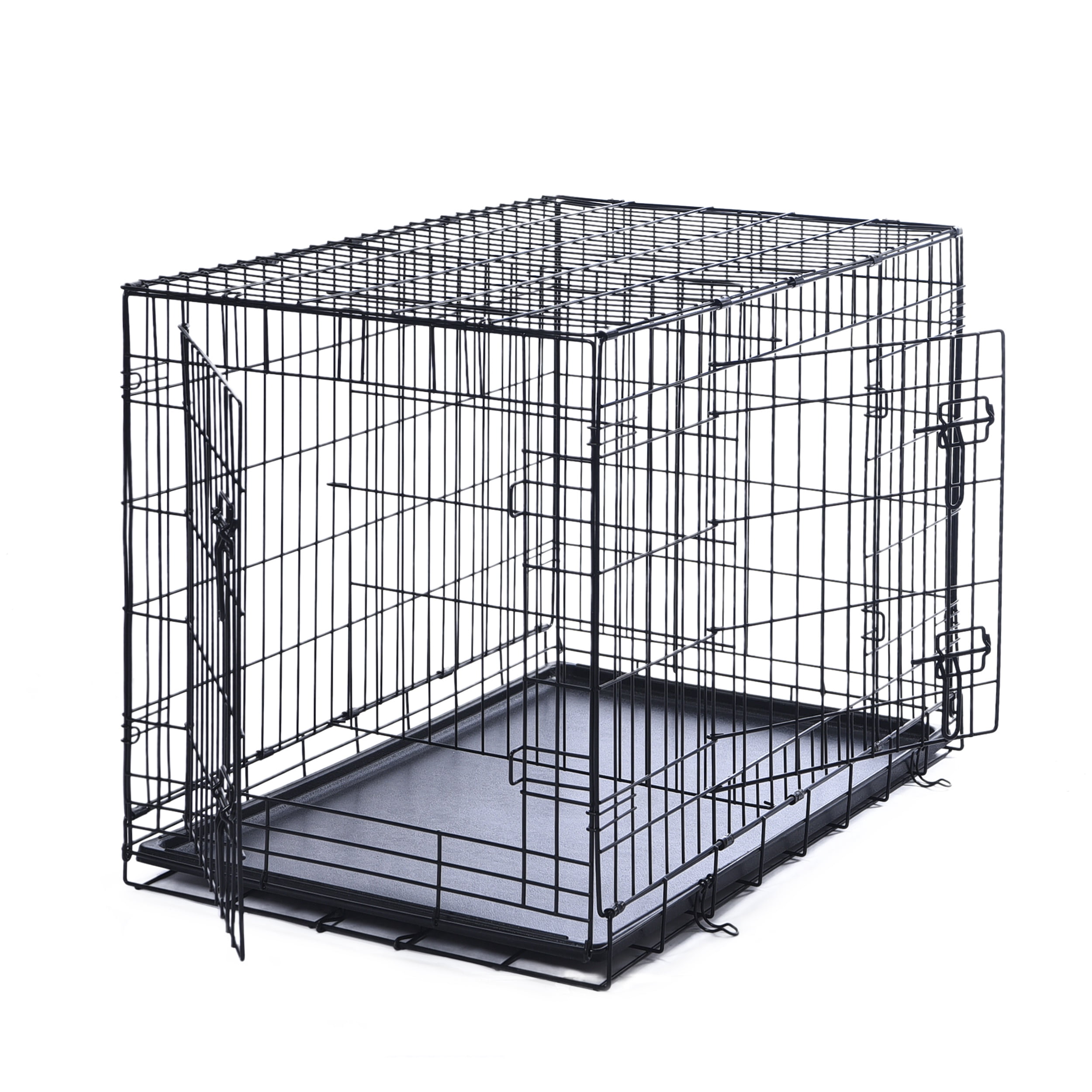 Max & Marlow Double-Door Dog Crate, Foldable Metal Wire Kennel, Portable, Tray and Divider Included, 42" x 27" x 30"