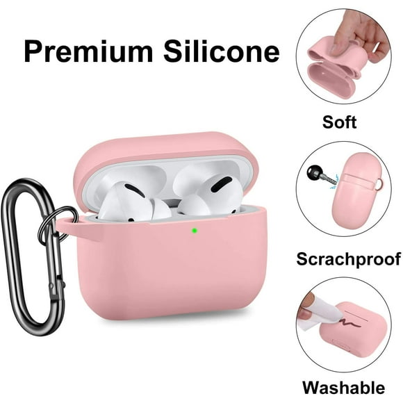 Designed for Airpods Pro Case Cover Silicone Protective Charging Case Skin Compatible for Apple Airpods Pro , (Front LED Visible) Pink