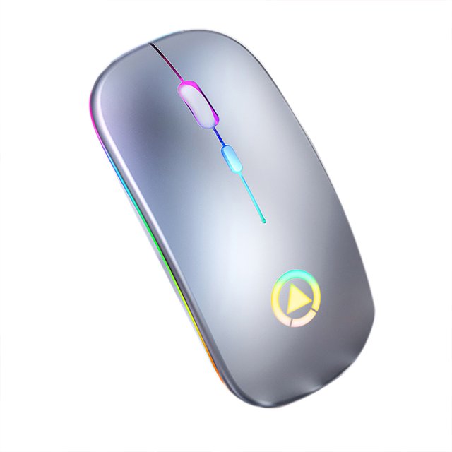 Ratón Ticfox Plug and Play portátil silencioso recargable inalámbrico iluminado gris metálico