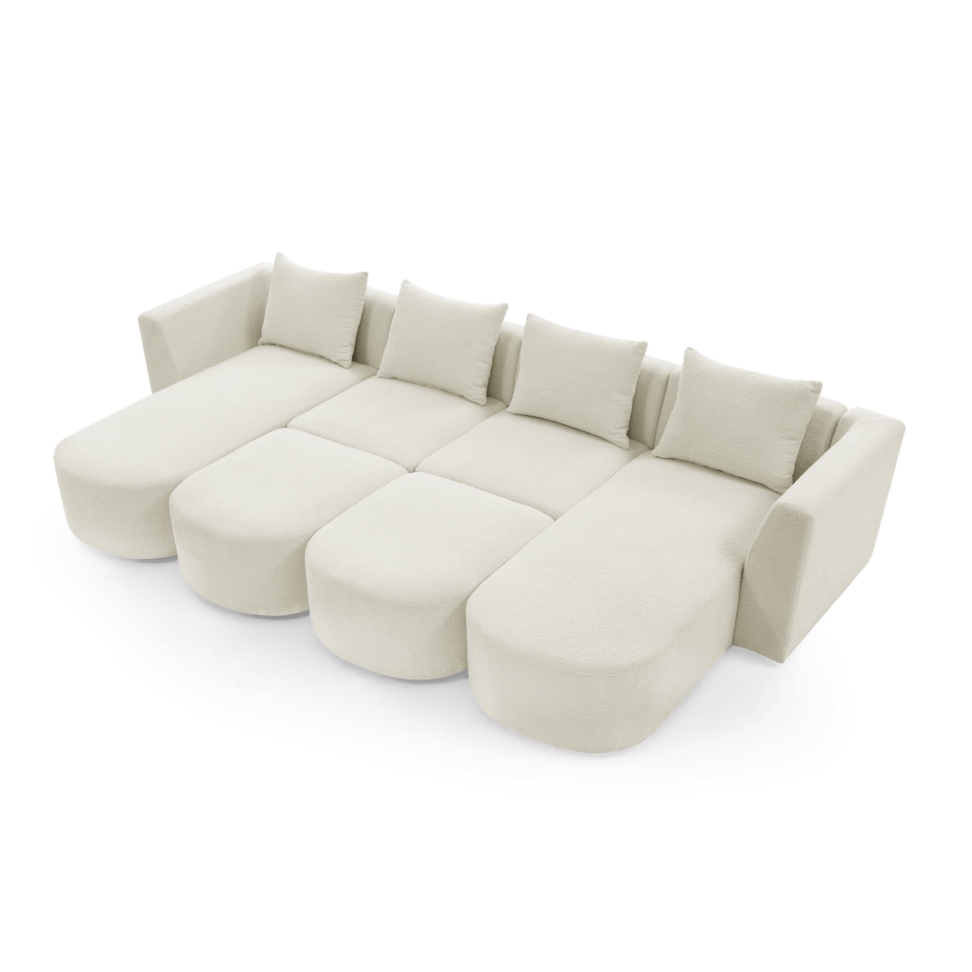 Kadyn 117" L Shape Sectional Sofa, Modern Sofa Couch with Two Single Seat, Two Chaises and Two Ottomans, 6-Seater Modular Sofa for Small Space Living Room, Beige Kadyn 117" L Shape Sectional Sofa, Modern Sofa Couch with Two Single Seat, Two Chaises and Two Ottomans, 6-Seater Modular Sofa for Small Space Living Room, Beige