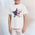 thumbnail image 2 of TOWED22 Boys Casual Tops Short Sleeve Crew Neck Cotton T-Shirts Striped Color Block Print Summer Tee Shirts(White,5-6 Y), 2 of 4