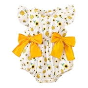 Karoyedx Baby Girl Dress Romper Ruffle Bubble Romper for Baby Girl One-Piece Shorts Jumpsuit Summer Outfit & Dress for Infants Yellow Size,3-6 Months