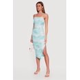 thumbnail image 2 of Women's Mesh Overlay Side Ruched Side Slit Midi Dress, 2 of 3