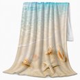 thumbnail image 2 of Tropical Beach Scene Seashells, Festive Holiday Scene, Warm Flannel Blanket for Beach House and Living Room with Detailed Artwork, Art Lovers Christmas Gift, Festive Home Decor, 2 of 9