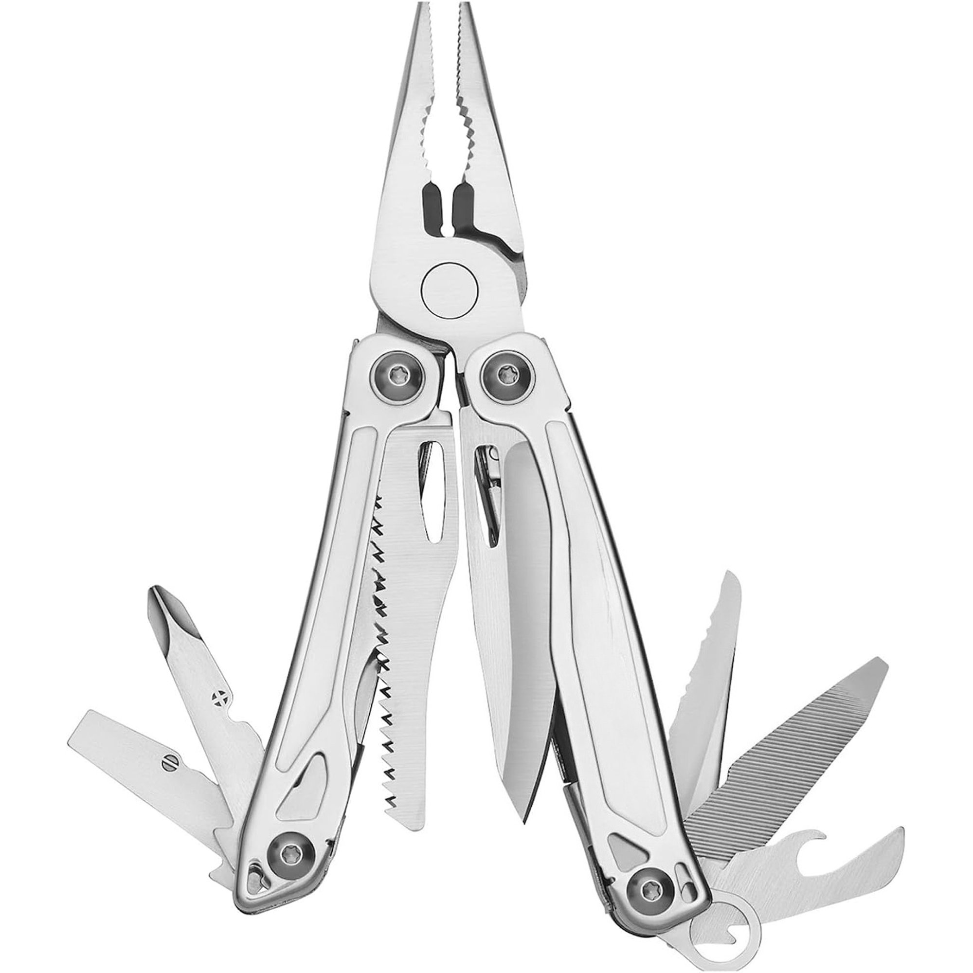 14-in-1 Multitool Pliers with Knife Spring-Action Pliers Wire Cutters Screwdrivers Saw File Bottle Opener and Can Opener Compact Pocket Multi Tool for Camping Hiking and Everyday Repairs