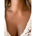 thumbnail image 3 of Silver Goldtone Y-Necklace With Crystal Stations For Women, 3 of 28