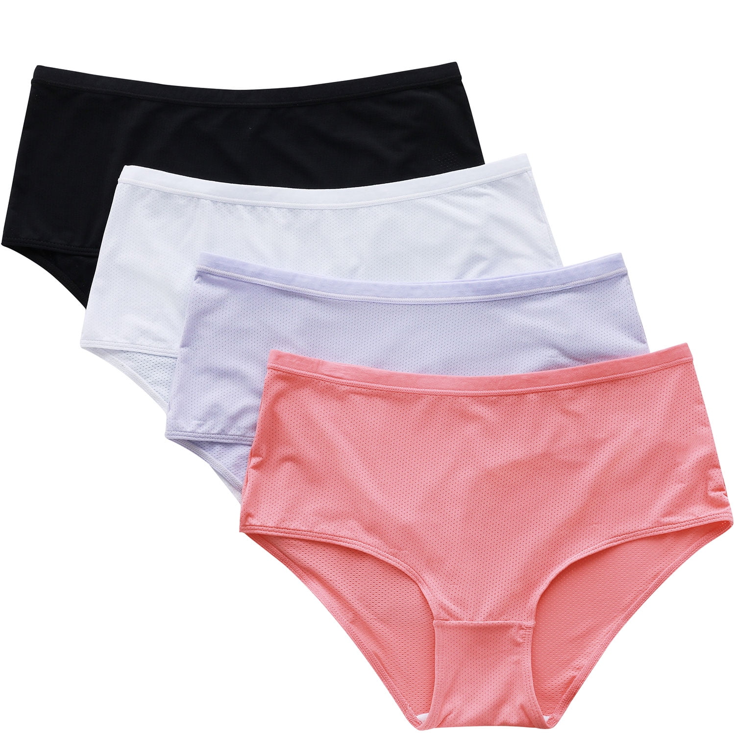 Charmo Womens High Rise Underwear Breathable Panties Mesh Holes Briefs