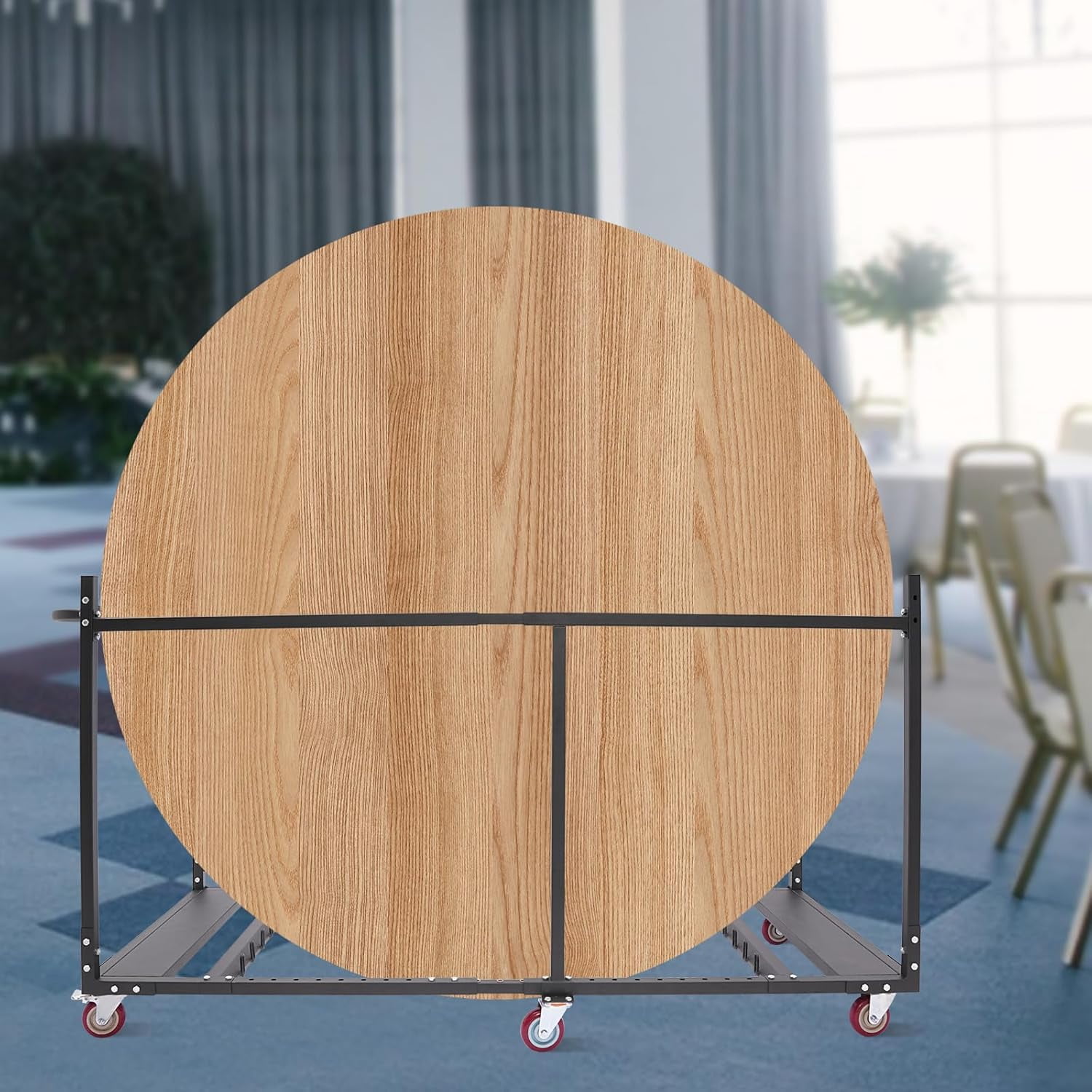 Folding Table Cart, Folding Table Dolly for Different Size of 12Pcs Folding Table or 8Pcs Round Table, Table Cart with 6PCS Caster, Heavy Duty Table Dolly for Party Events, Hotel, Factory, Warehouse