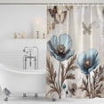 thumbnail image 4 of Teal Tulip Waterproof Fabric Shower Curtain,Vintage Spring Floral Summer Botanical Brown Waterproof Fabric Shower Curtain for Bathroom Curtains Bathtubs Shower Curtains with 12 Hooks Extra Long 72x96, 4 of 8