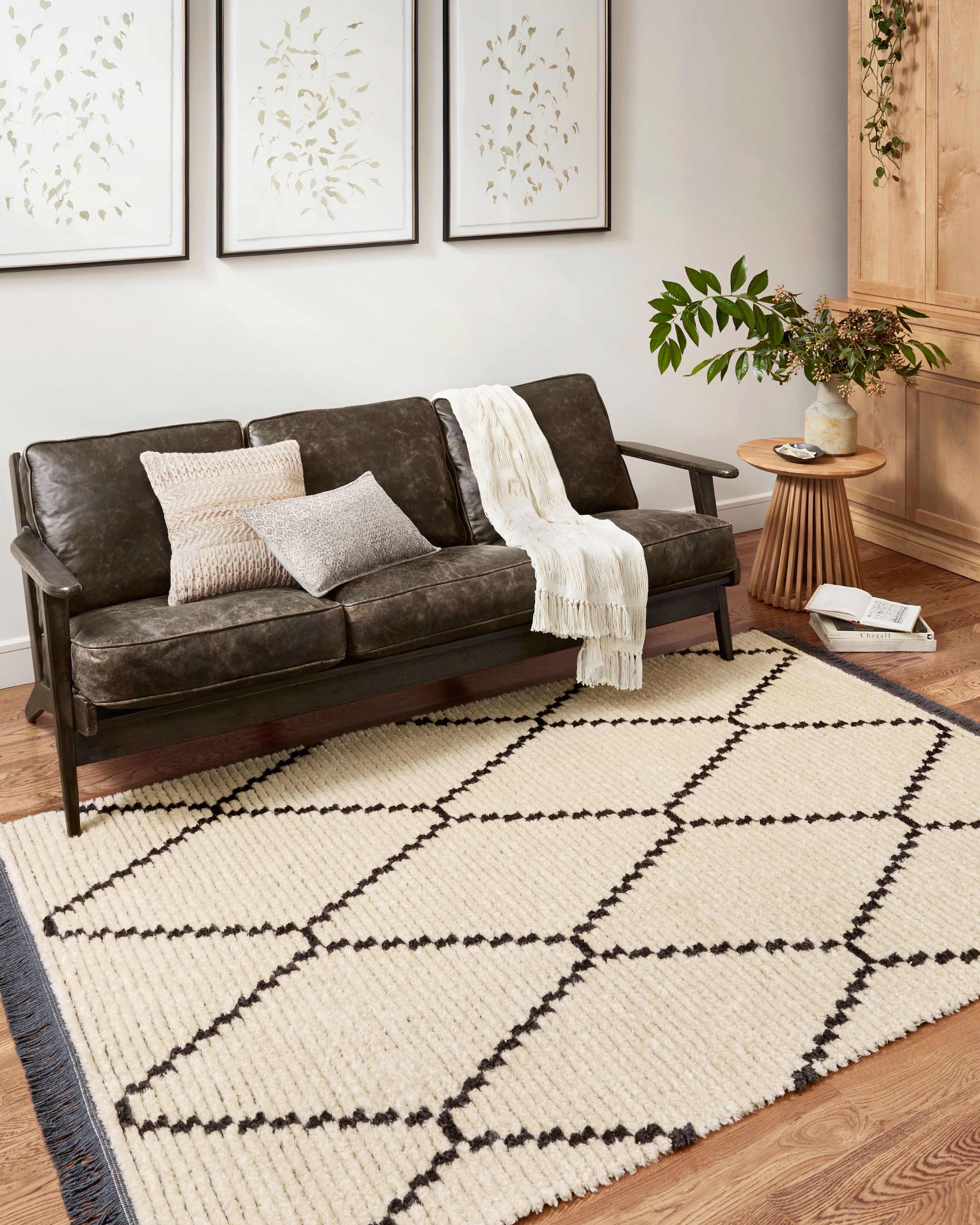 Chris Loves Julia x Loloi Alice Cream/Charcoal 2'-7" x 8'-0" Area Rug