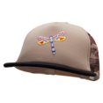 thumbnail image 2 of Cut out Pastel Dragonfly Patched Flat Bill Foam Camo Mesh Trucker Cap - Khaki Desert OSFM, 2 of 5