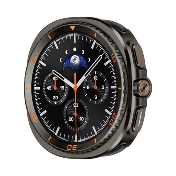 3 in 1 Metal Case for Samsung Galaxy Watch 8 40mm with Screen Protector, Rugged Bumper Scratch Resistant Protection Cover for Galaxy Watch 8, Numeric-Graphite/Orange