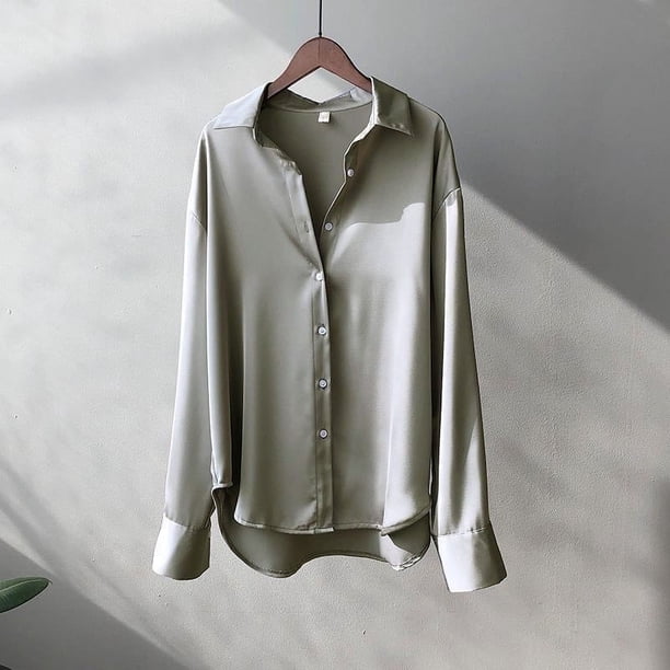 Camisa de manga larga con botones para mujer, blusa informal, elegante, estilo coreano, para oficina, novedad, verano, Otoño e Invierno