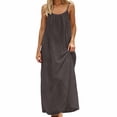 thumbnail image 4 of BOOMNY Women's Backless Cami Dress Spaghetti Strap Cami Lounge House Dresses Flowy Beach Summer Maxi Sundress, 4 of 6