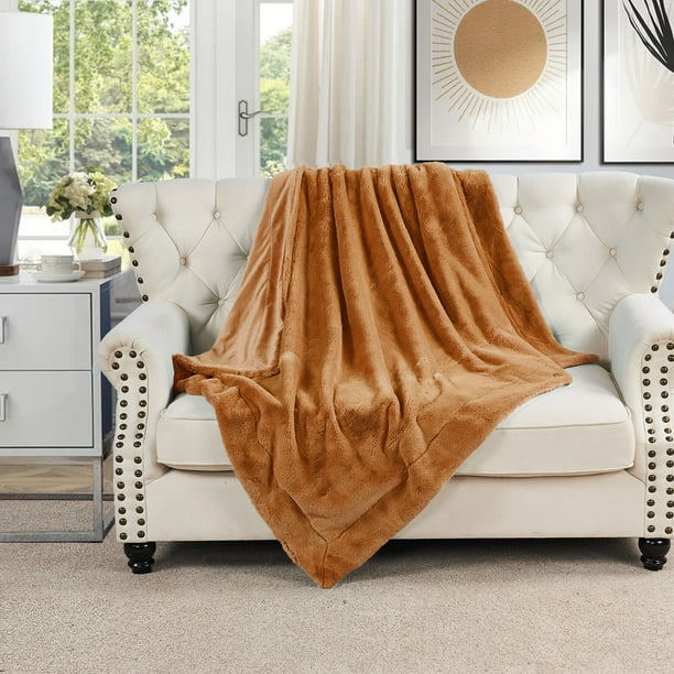 Burnt orange faux fur throw sale
