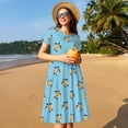 thumbnail image 4 of Naloa Turtle Print Womens Summer A-Line Dress with Pockets,Short Sleeve Dresses,Flowy Beach Swing Dress for Vacation Travel, 4 of 6