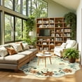 thumbnail image 3 of Moynesa 5' Floral Round Area Rug, Washable Rugs for Bedroom Ultra-Thin Soft Rug, Non-Slip Boho Circle Carpet for Living Room Bathroom Nursery Kitchen,Beige, 3 of 8