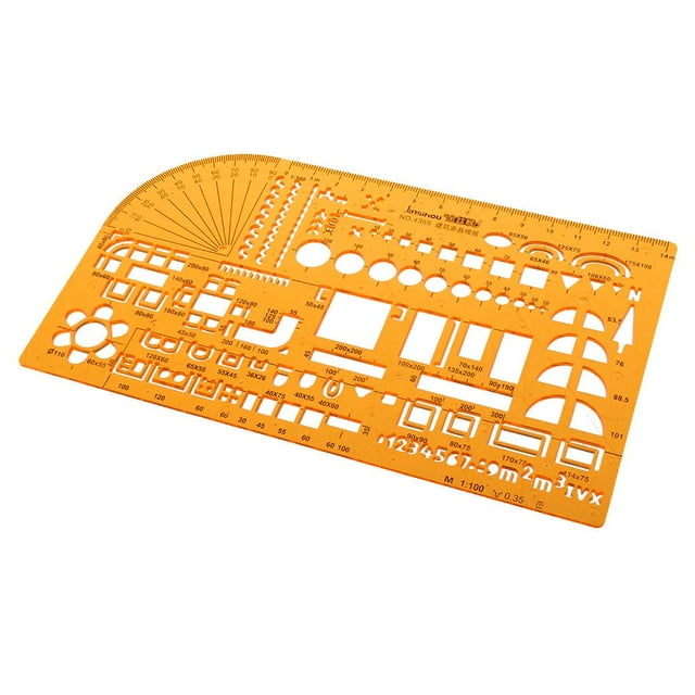 KLKCMS Gabarit de Règle à Dessin Portable Jaune pour Architectes / Constructeurs / designers 199x115m