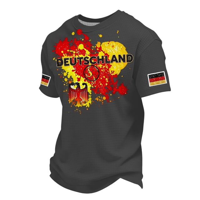 Women's Germany Football Graphic T-Shirt, Men's Soccer Graphic T-Shirt, Casual Short Sleeve Sports Top for Workout for Soccer Tournament 2026 Dark Gray Size: M