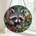thumbnail image 3 of Stained Glass Style Raccoon Window Hanging – Rustic Nature Decor, 3 of 4