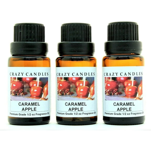Crazy Candles Caramel Apple 3 Bottles 1/2 Fl Oz Each (15ml) Premium Grade Scented Fragrance Oil Made in USA