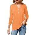 thumbnail image 3 of T Shirts For Women Womens Tops 3/4 Sleeve Cotton Linen Blouses Led Top T Shirt Solid Color Comfy Tops Spring Casual Tunic Top, 3 of 7