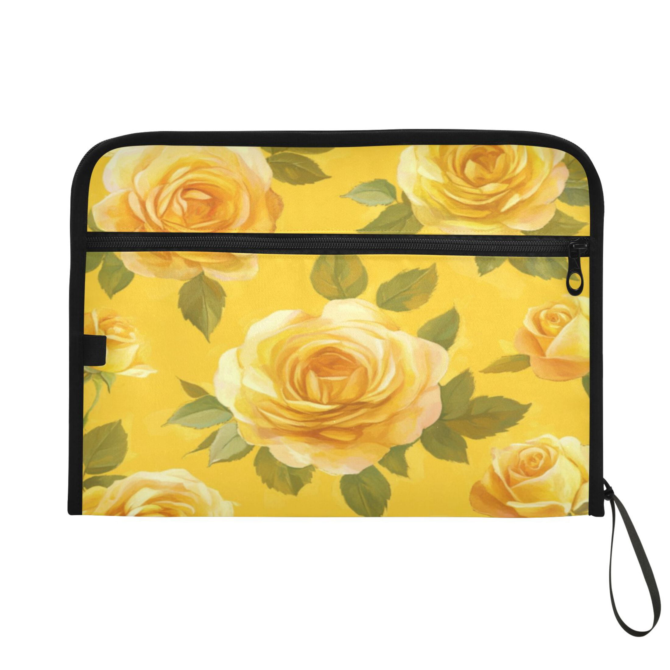 Organ Folder 14.2 x 0.8 x 10.6 Inches 13 Separate Pockets A4 Size Documents Folder A Sort Storage File Manager For The Home Office Beautiful Yellow Roses2