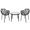 Black, variant on LeisureMod Devon Mid-Century Modern 3-Piece Aluminum Outdoor Patio Dining Set with Dining Table with Tempered Glass Top and 2 Stackable Flower Design Arm Chairs for Patio, and Backyard Garden Red