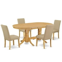 East West Furniture Vancouver 5-piece Wood Dining Set in Oak/Dark Khaki