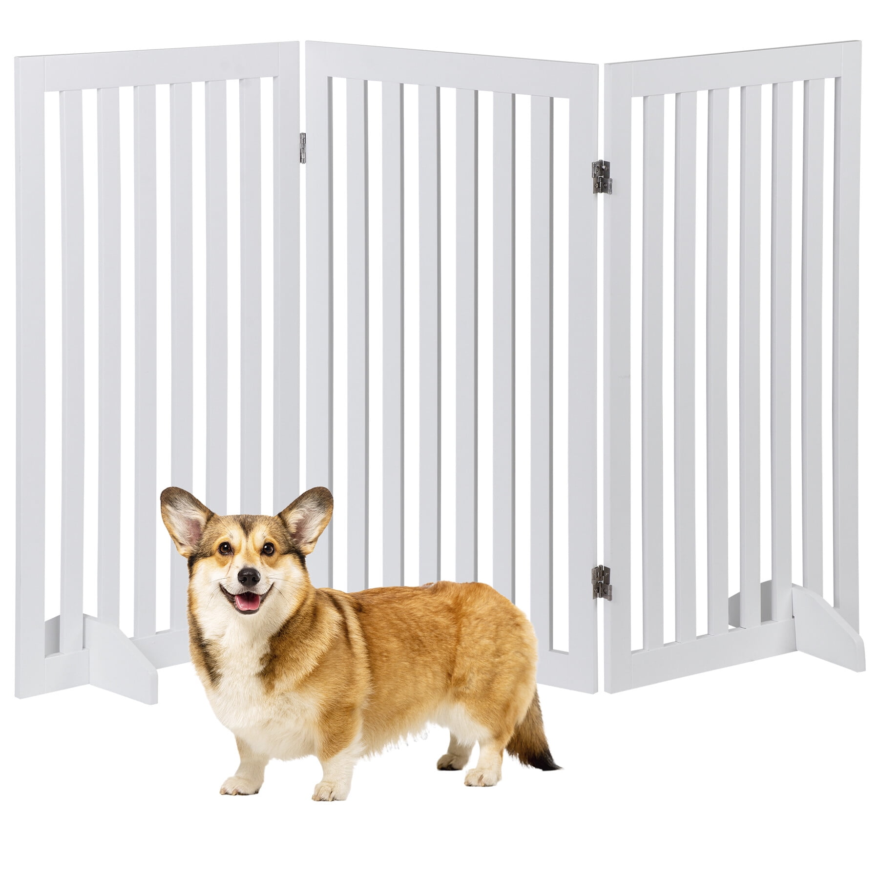 ZENSTYLE 36 Inch Foldable Pet Fence Home Entryway Doorway Indoor Dog Fence Pet Gate 3 Panels White