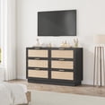 thumbnail image 2 of Garvee Commode en Rotin à 6 Tiroirs, Commode en Bois Naturel, pour Chambre, Couloir, Entrée, Garde-Robe, Noir, 2 of 6