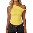 thumbnail image 1 of Fewfanhot Womens Spring Tops One Shoulder Ruched Crop Tank Tops Casual Off The Shoulder Summer Tanks Tops Going Out Crop Shirts, 1 of 6