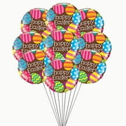 PMU Happy Easter Eggs and Chocolate 18 Inch Mylar Foil Balloon Pkg/10