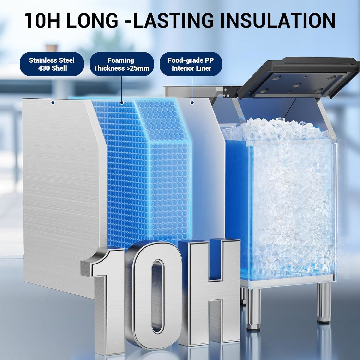 Joreek Commercial Ice Maker Machine, 700 LBS/24h Ice Machine with Large 400 LBS Storage Bin, 234 Ice Ready in 8-12 Min, Self-Cleaning Commercial Ice Maker for Bar, Restaurant, Cafe